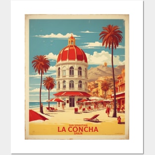 La Concha San Sebastian Beach Spain Travel Tourism Retro Vintage Posters and Art